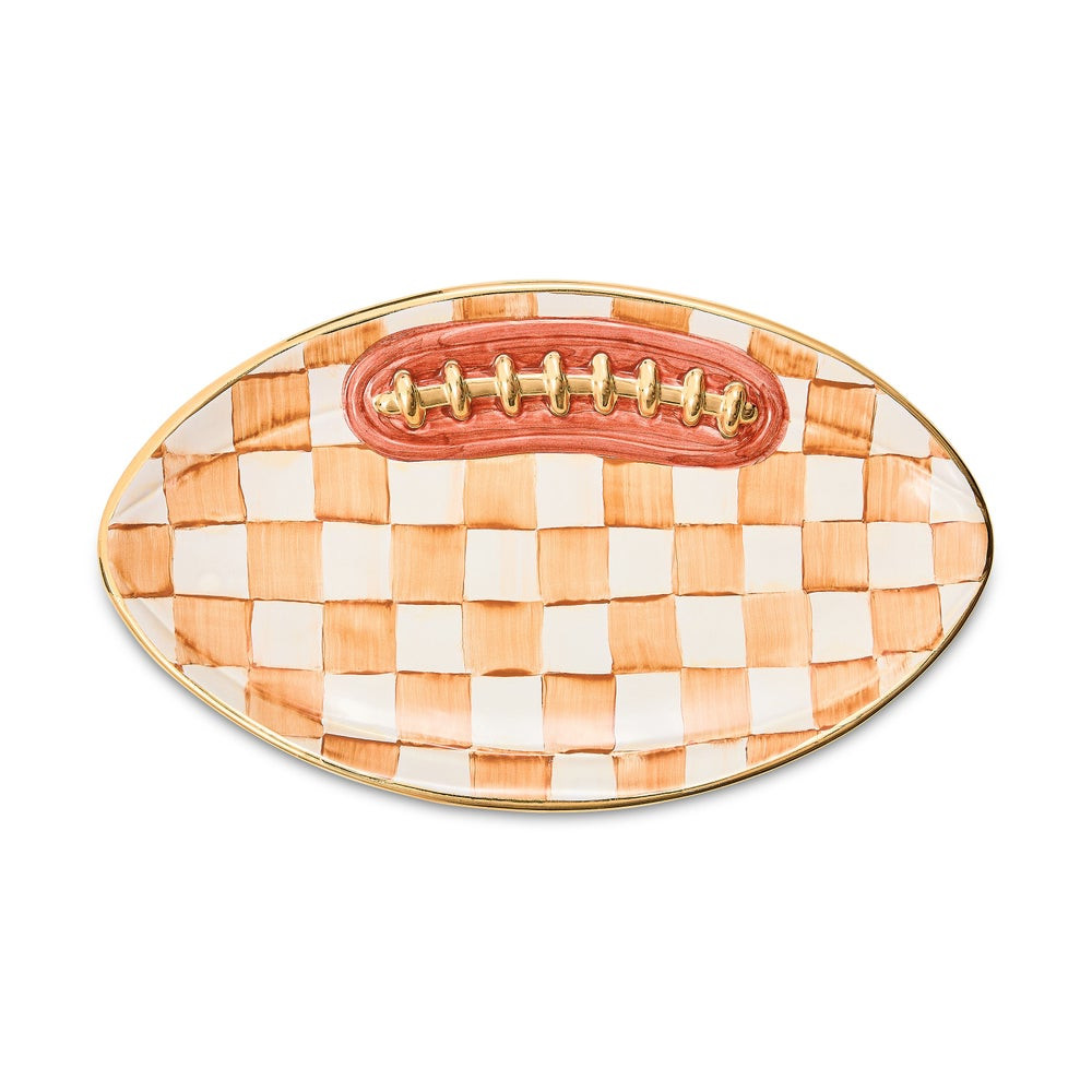 Ginger Check Ceramic Football Platter | MacKenzie-Childs