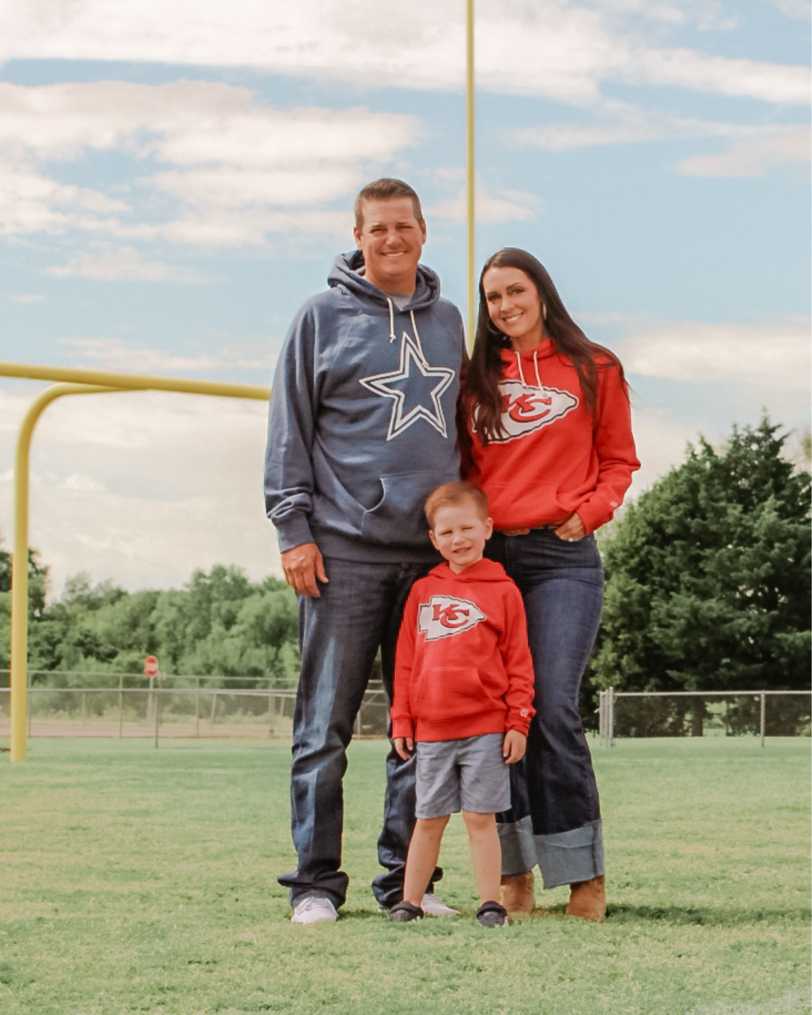 A house divided. ❤️🤍💙

We’ll see who Hayes ends up claiming as he gets older…we’re both doing our best to make him a fan of our respective teams and so far he’s saying his favorite team is the Giants (I think he thinks they’re actually giants…😂). 🤦🏻‍♀️🤷🏻‍♀️

NFL gear: Homage 

#LTKMens #LTKFamily #LTKKids
