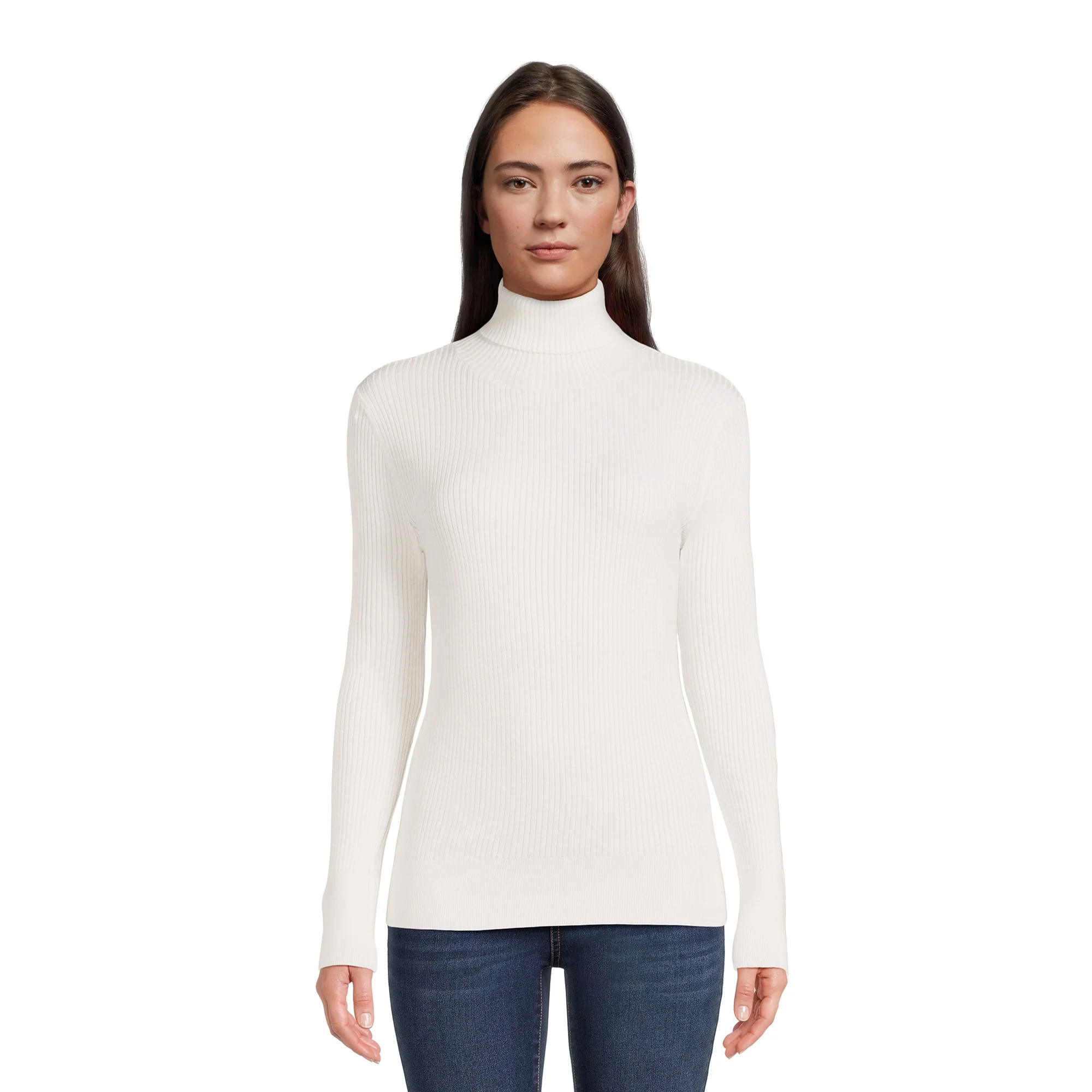 Time And Tru Women's Core Turtle Neck T-Shirt | Walmart (US)