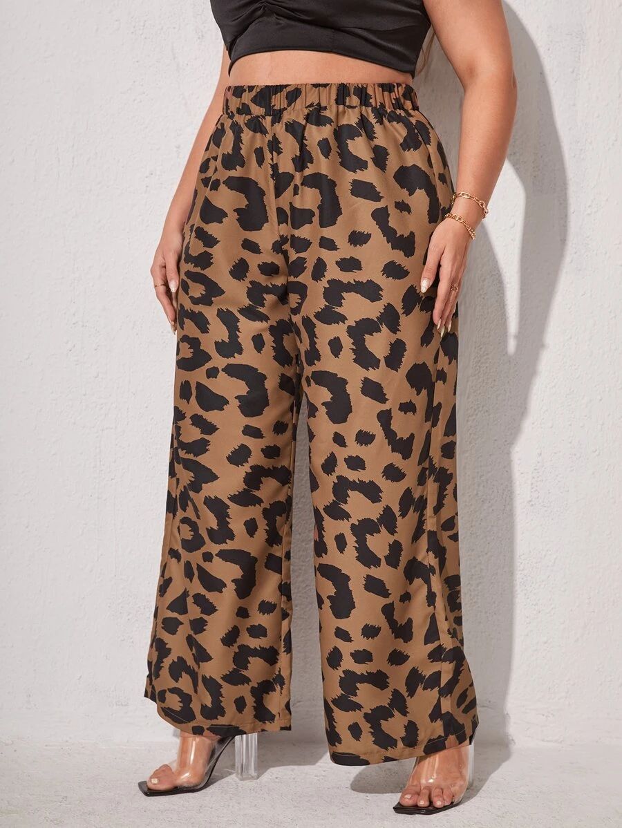 Plus All Over Print Elastic Waist Pants | SHEIN