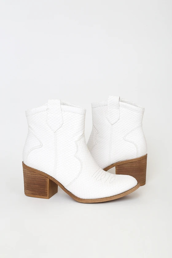 Unite White Snake Ankle Booties | Lulus (US)