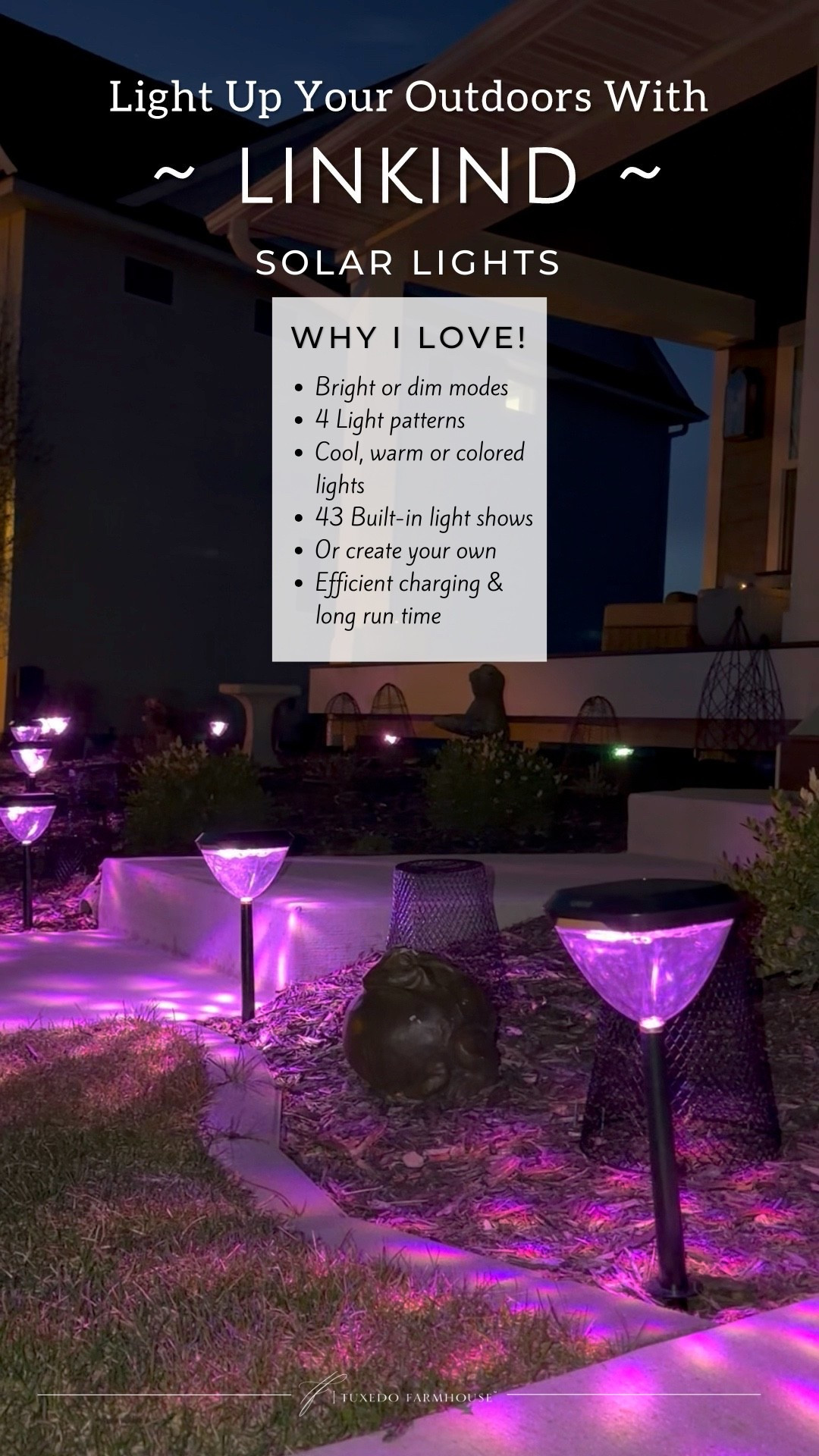 Linkind SP6 Smart Solar Pathway Lights with be the easiest spring garden makeover you can do. Choose bright light or dimmed and your favorite pattern. Linkind SP6 Pathway Lights are app controlled with Bluetooth mesh connectivity. You can use one of the 43 built in lights modes or set up your own favorite options, with different vibes/moods, for every scene you need. Linkind solar lights operate on Solar Dot tech, which enables high-efficiency charging — even in shade. It supports 12-14 hours of illumination. 

 #LTKSeasonal #LTKHome #LTKSaleAlert