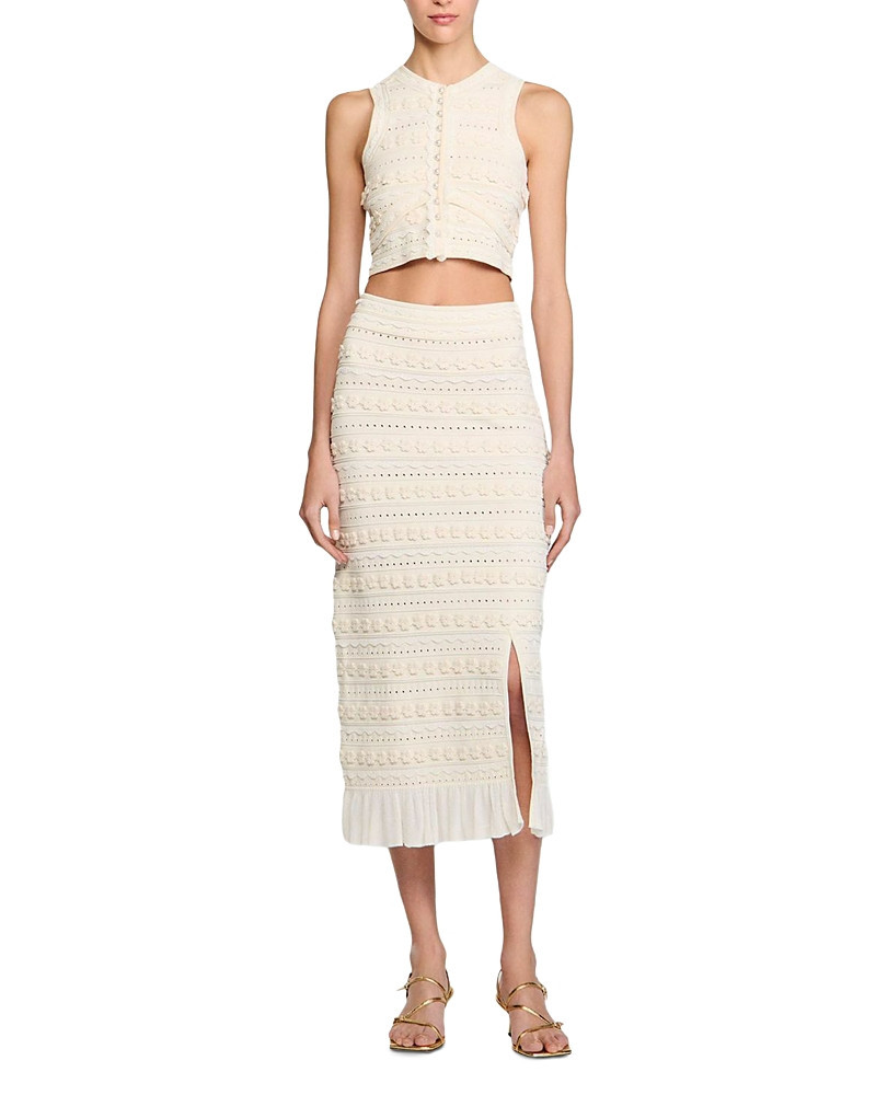 Sandro Crochet Trim Knit Skirt | Bloomingdale's (US)