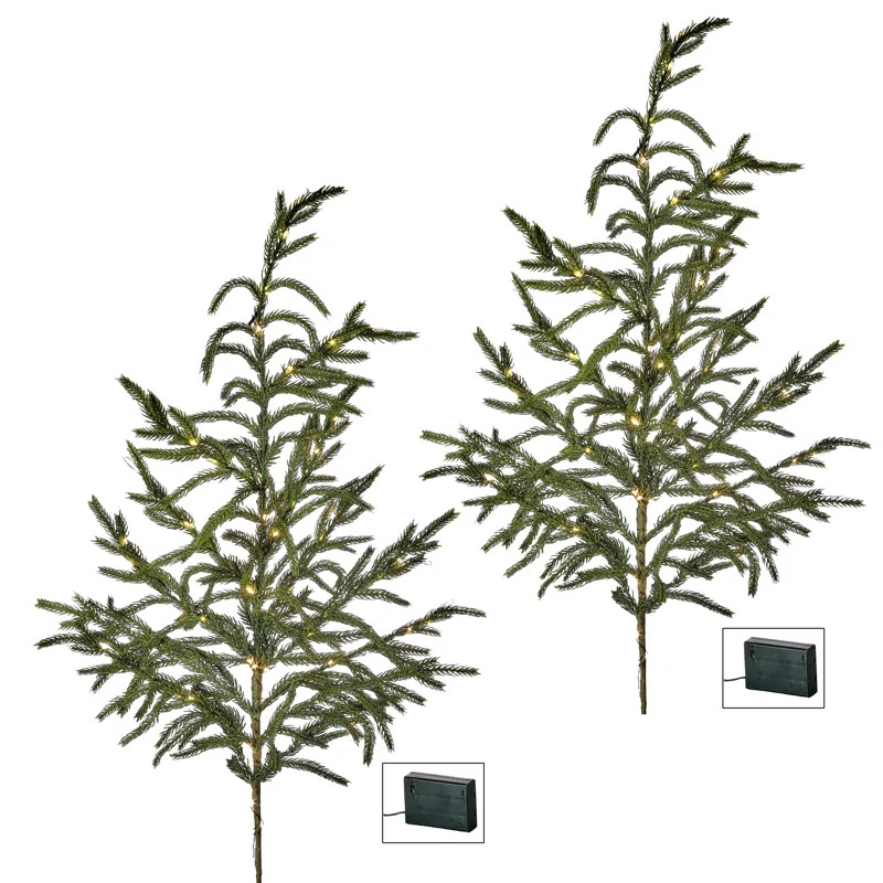 38" LEDNatural Touch Norfolk Pine Spray Set of 2 | Wayfair North America