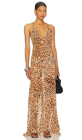 Kleio Gown in Tan Cheetah | Revolve Clothing (Global)