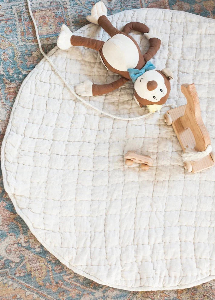 Natural Linen Quilted Play Mat | LIV & Company