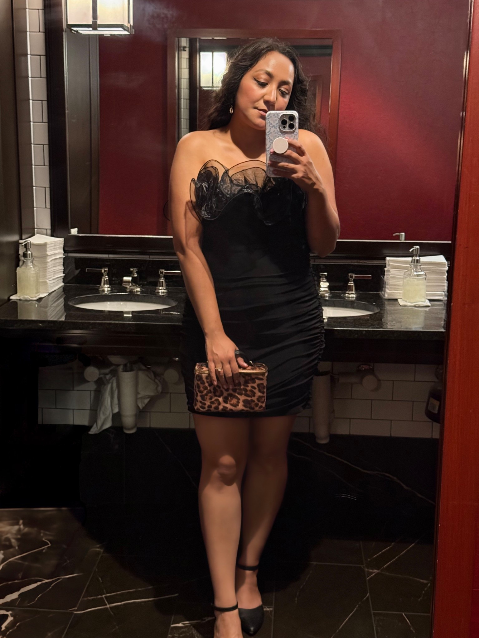 Loved this ruffled black mini dress for a dinner date with the hubby for our anniversary! Listed similar items. Perfectly matched with some cute Mary Jane heels or other black closed toe heels, and a cheetah print mini purse. Super romantic!

#blackdress #minidress #minipurse #blackoutfit #ootd #trend #trending #maryjaneshoes #heels #maryjaneheels #newyearsdress #newyearsoutfit #dinneroutfit #date #dateoutfit #datenight #lbd #ltkunder50 #cheetahprint

#LTKMidsize #LTKFindsUnder100 #LTKootd