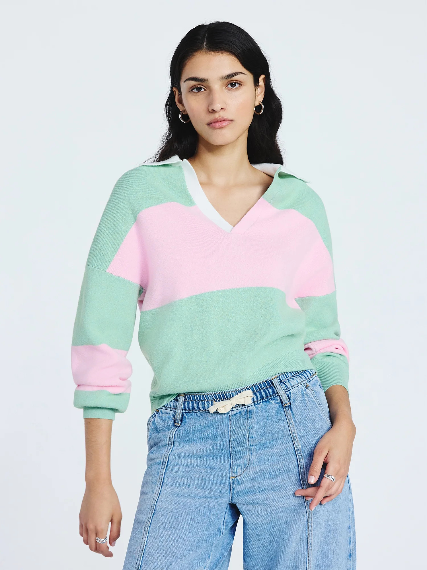 Scoop Women’s and Women’s Plus Oversized Rugby Sweater, Midweight, Sizes XS-4X | Walmart (US)