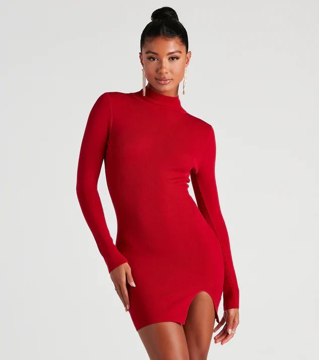 Classic Chic Mock Neck Sweater Dress | Windsor Stores