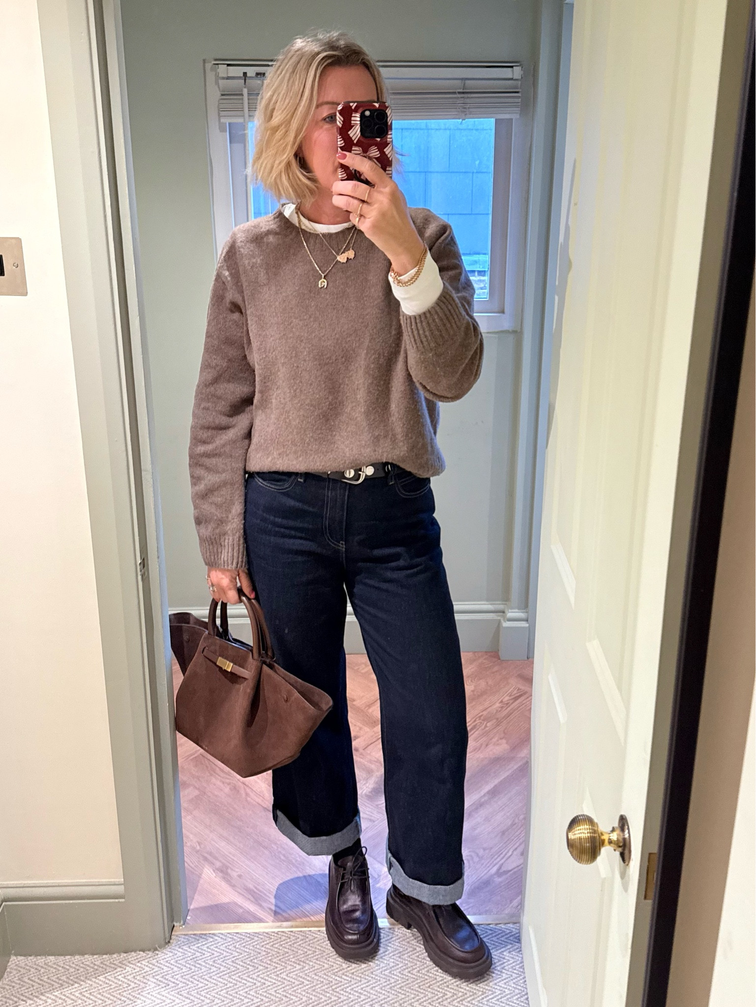 Indigo denim and brown suede. 

#LTKuk #LTKover50style #LTKwinter