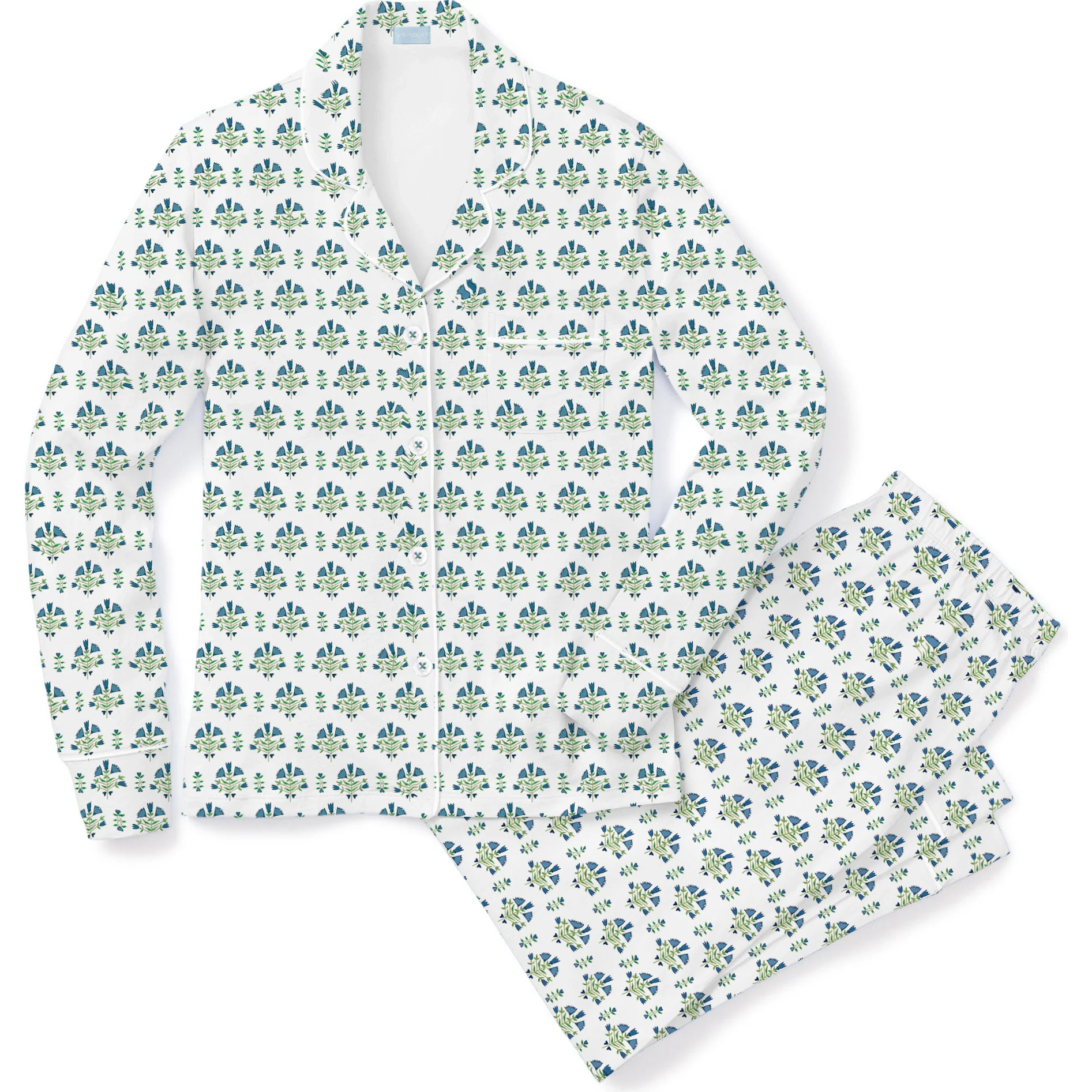 Posy Floral Block Women’s Button Front Long Pajama Set | Joy Street