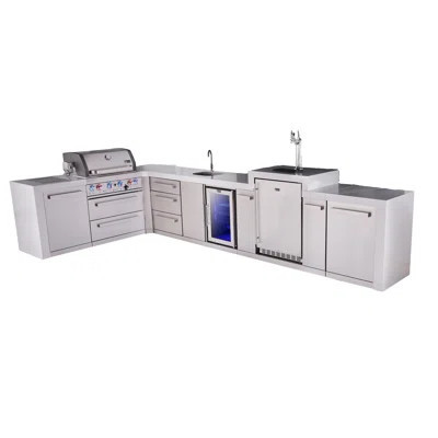 Mont Alpi Premium 4-Burner 82"X161" L-Shaped 400 Deluxe Stainless Steel Modular Outdoor Kitchen Island Bbq Gas Grill + Beverage Center Faucet & Sink + | Wayfair North America