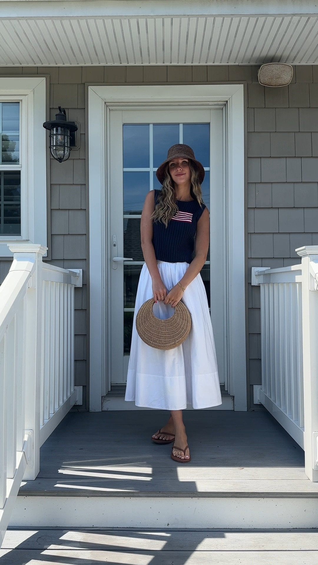 Stars, stripes, and summer vibes 🇺🇸☀️ Styled this festive look with a white midi skirt, Amazon flag top, and raffia accents for the perfect blend of classic and coastal. Ready for BBQs, fireworks, and everything in between.
#LTKSummerStyle #AmazonFashionFinds #4thofJulyStyle #RaffiaAccessories #WhiteMidiSkirt #HolidayOOTD #RedWhiteAndCute #LTKOutfit #LTKUSA #CoastalCowgirlVibes #PatrioticStyle

#LTKSeasonal #LTKFindsUnder50 #LTKStyleTip