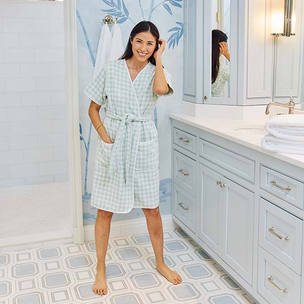 Women's Short Patterned Robe | Weezie Towels