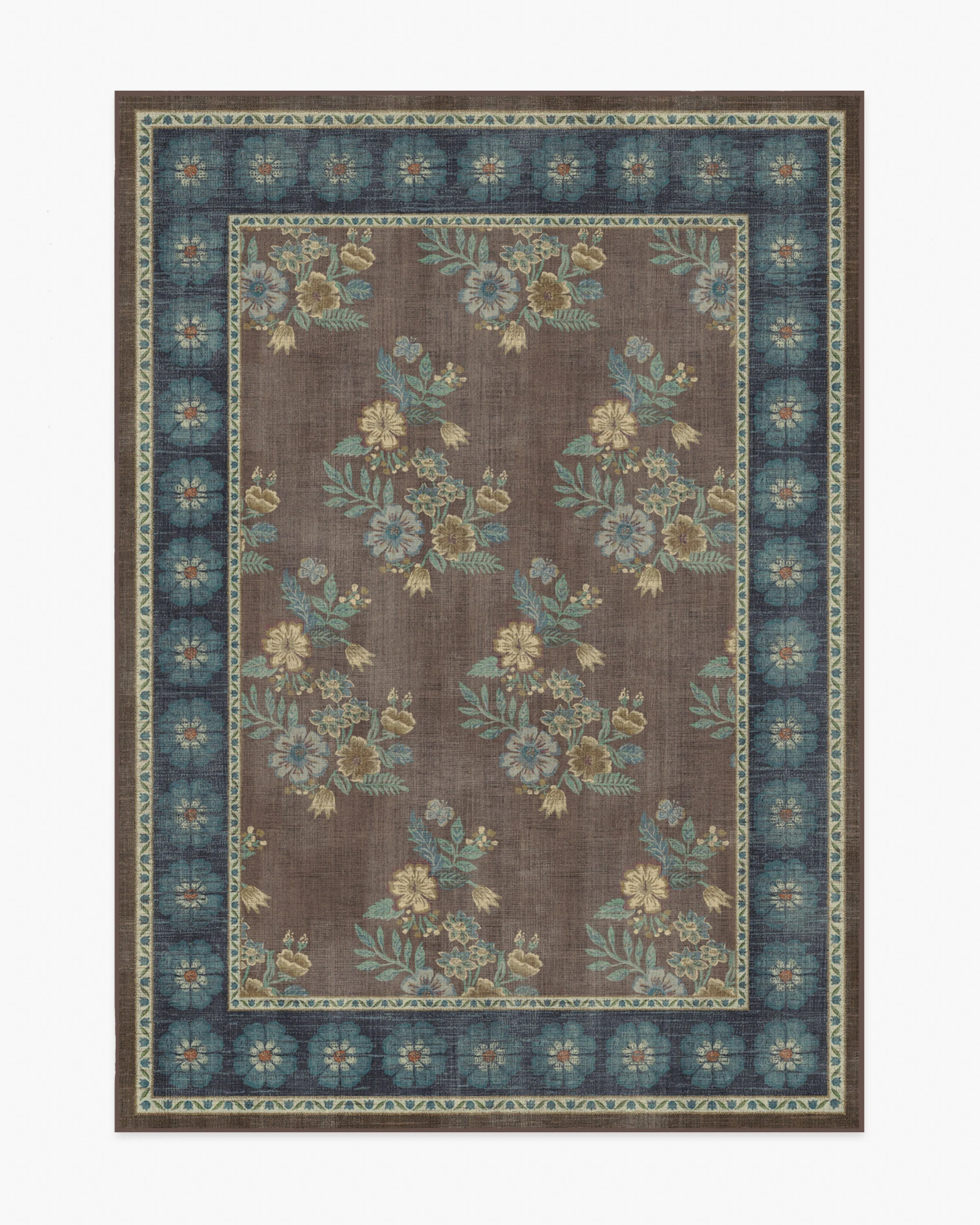 Pennywood Brown & Blue Rug | Ruggable