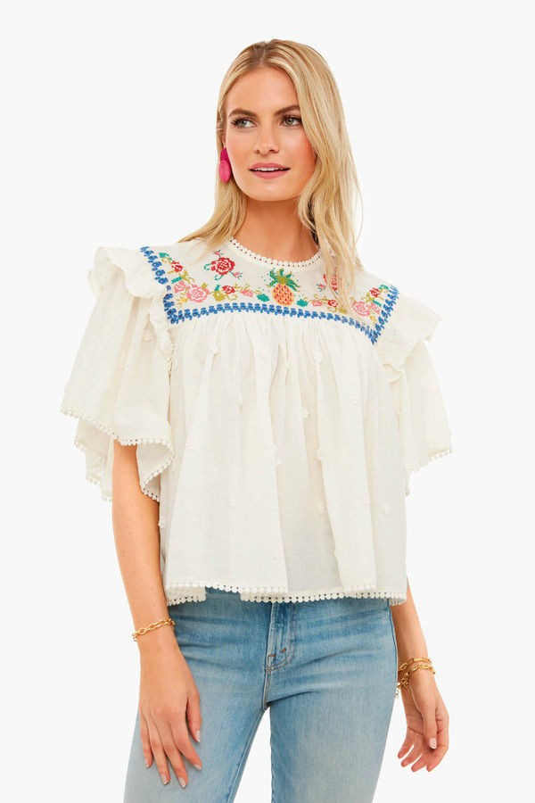 Off-White Cross Stitch Embroidered Blouse | Tuckernuck (US)