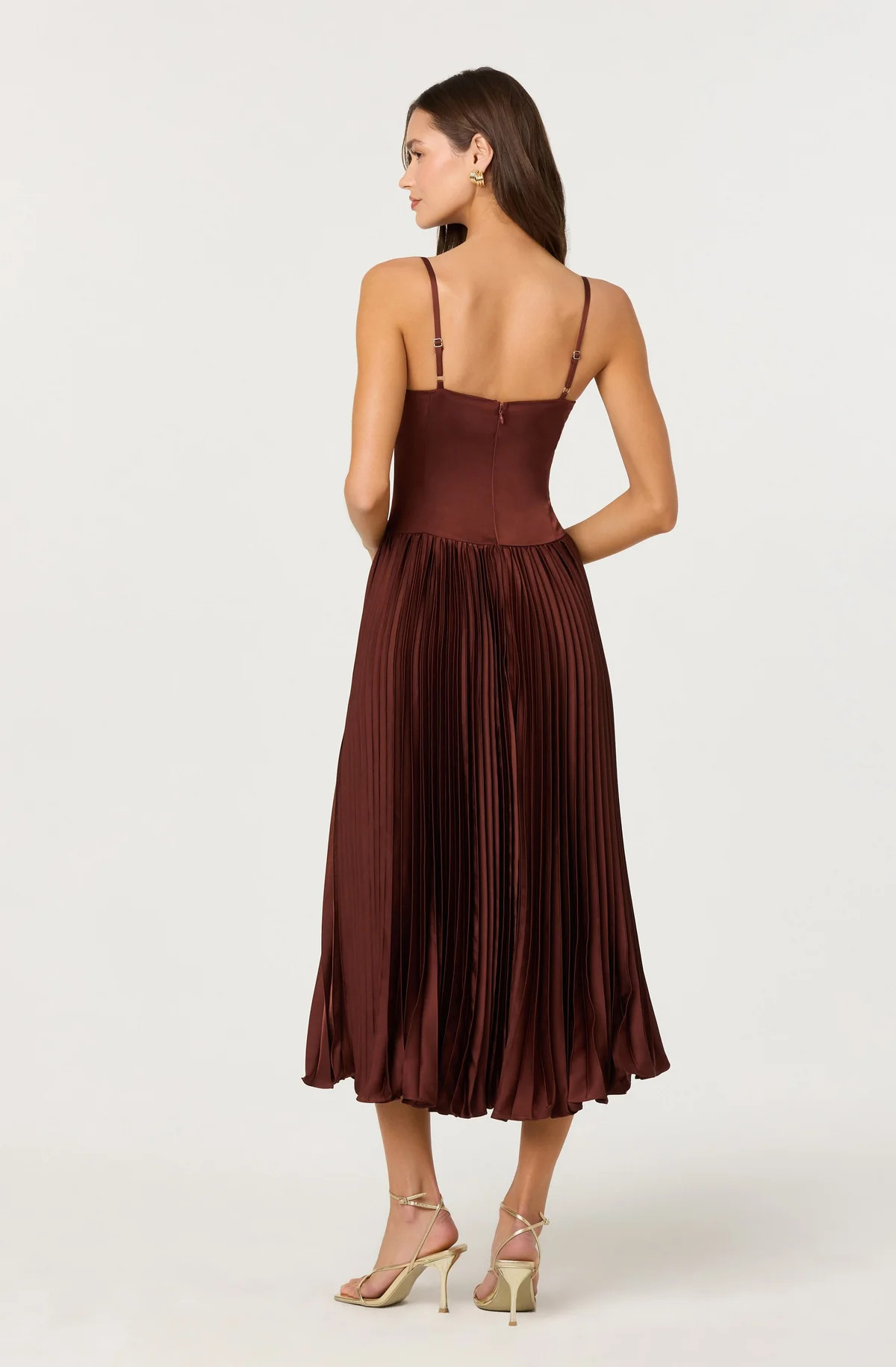 Elyssa Satin Midi Dress - Rust brown / XS | ASTR The Label (US)