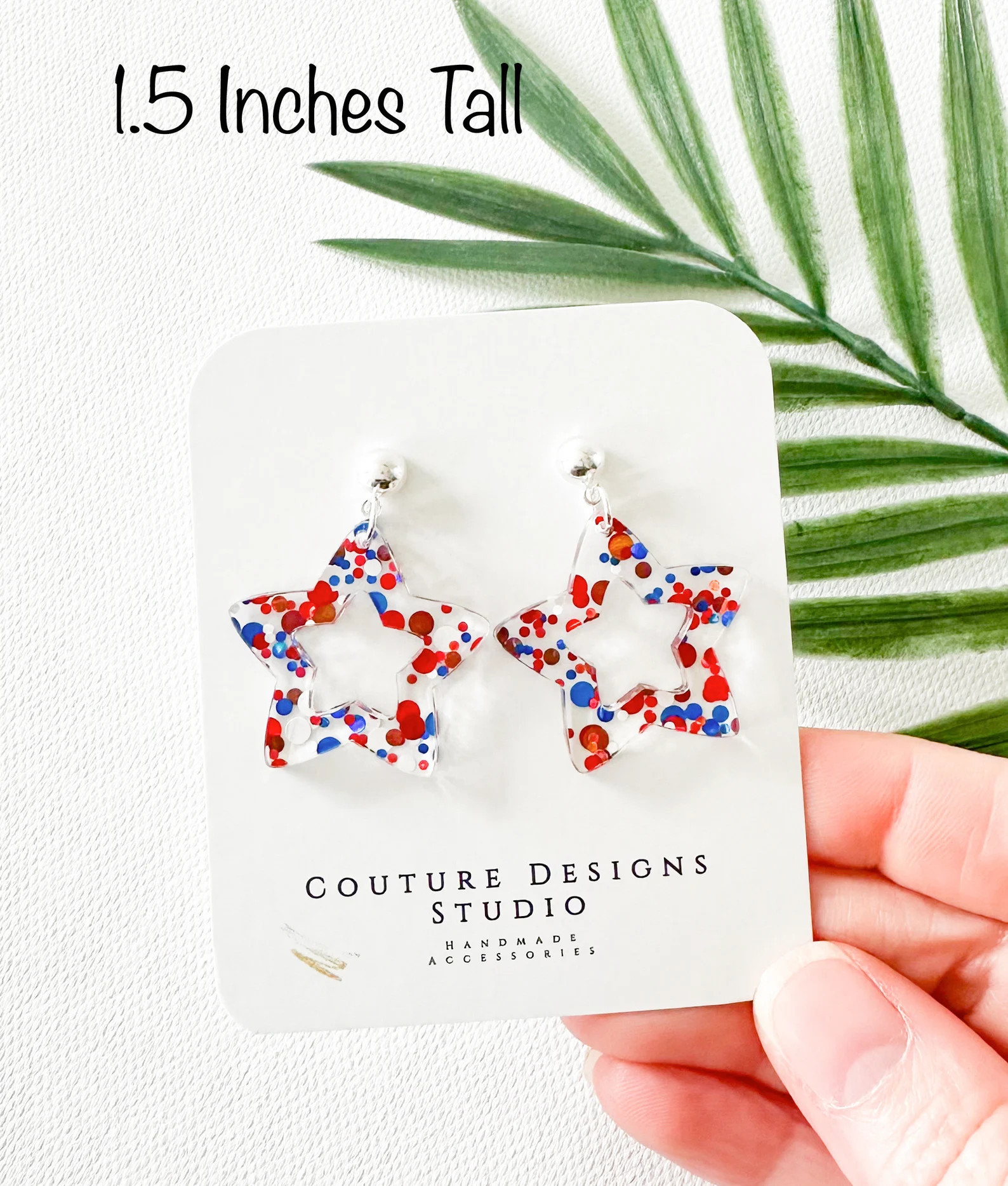 4th of July Star Earrings | Red, White and Blue Confetti Glitter Hoop Earrings | Glitter Star Pat... | Etsy (US)