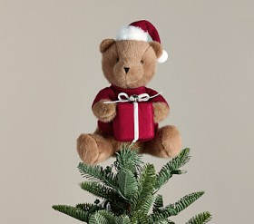 Santa Teddy Bear Christmas Tree Topper | Pottery Barn Kids