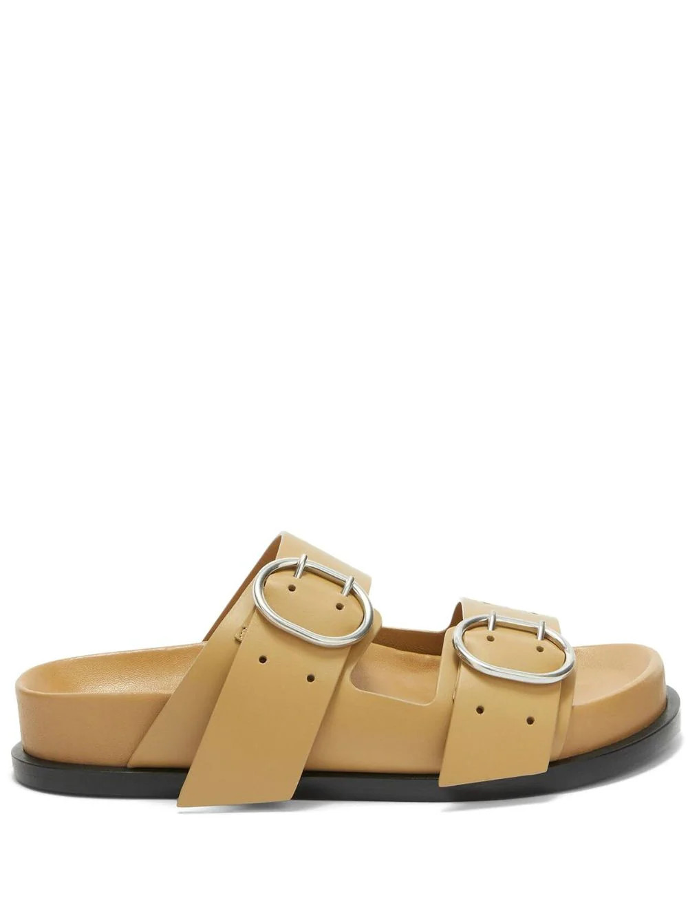Jil Sander buckle leather flat sandals - Brown | Farfetch Global