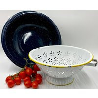 Large Enamel Wash Basin Bowl | Soak Prep Serve Speckle Ware Vintage Kitchen Colander Strainer Retro Laundry Home Decor | Etsy (US)