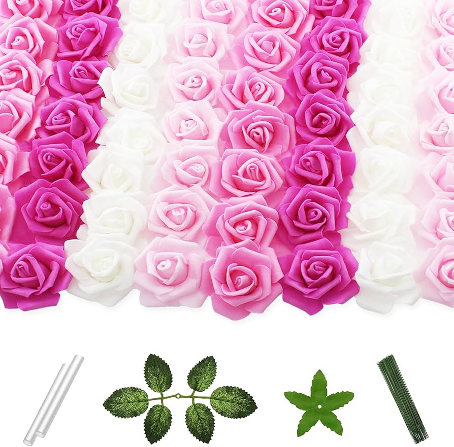 100 Pcs 2 Inch Artificial Flowers Faux Foam Fake Rose Head Bulk for Home Decor Wedding Decoration... | Amazon (US)