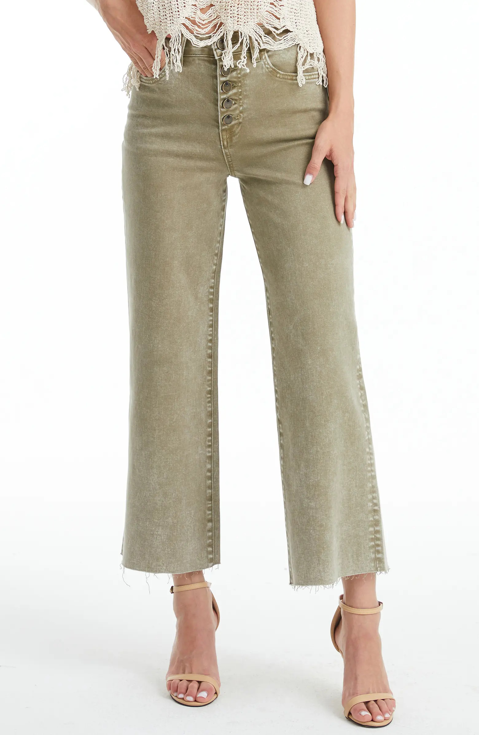 High Waist Raw Hem Ankle Wide Leg Jeans | Nordstrom
