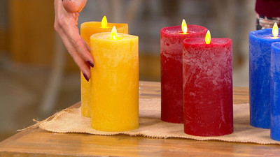 Luminara Set of 2 Flameless 4.5" Chalky Pillars