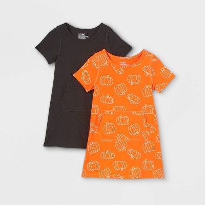 Toddler Girls' Adaptive 2pk Dress - Cat & Jack™ Orange/Black | Target