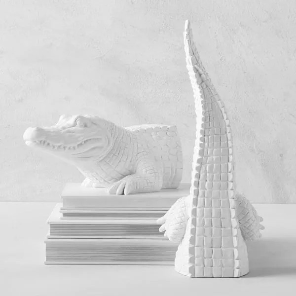 Alligator Bookends | White | Décor Bookends | Z Gallerie | 24"W x 5"D x 6.5"H | Polyresin | Z Gallerie