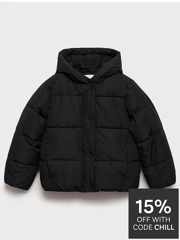 Mango Girls Padded Coat - Black | Very (UK)
