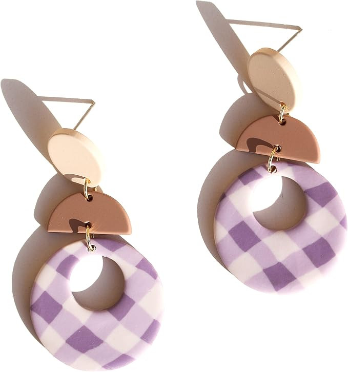 Polymer Clay Rattan Flower Earring,Lavy Chsia Handmade Woven Statement Boho Lightweight Drop Dang... | Amazon (US)