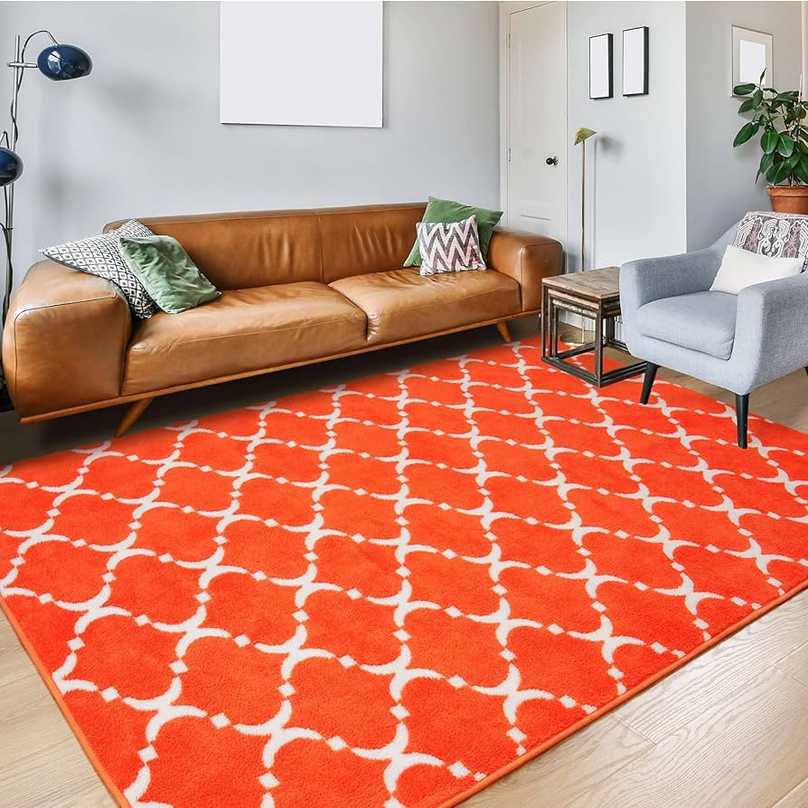 Large 5x8 Geometric Shag Area Rug for Bedroom, Distressed Memory Foam Floor Mat Washable Rug, Ind... | Amazon (US)