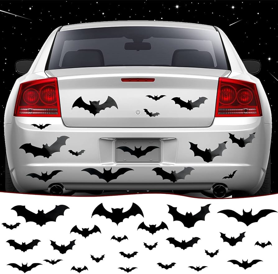 Flutesan 28 Pieces Halloween Bats Car Magnet 4 Sizes, Black | Amazon (US)