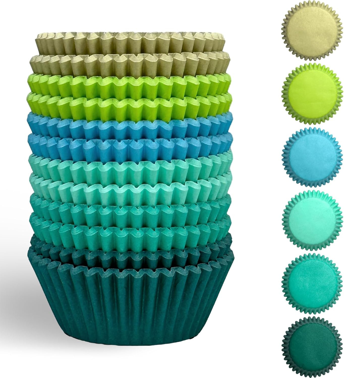 qiqee 300 Counts Cupcake Liners Cupcake Cups Food Grade 6 Solid Green Colors Cupcake Papers Muffi... | Amazon (US)