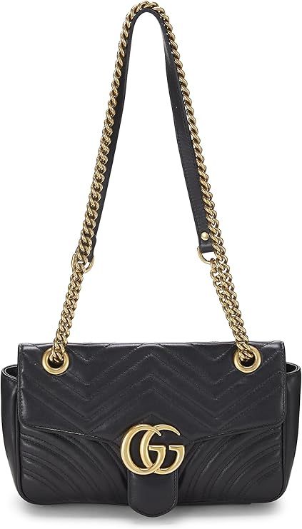 Amazon.com: Gucci, Pre-Loved Black Leather GG Marmont Shoulder Bag Small, Black : Luxury Stores | Amazon (US)