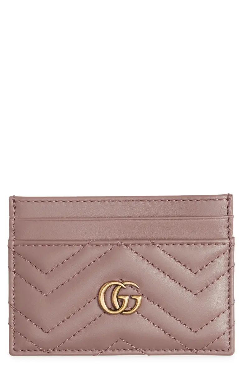 GG Marmont Matelassé Leather Card Case | Nordstrom