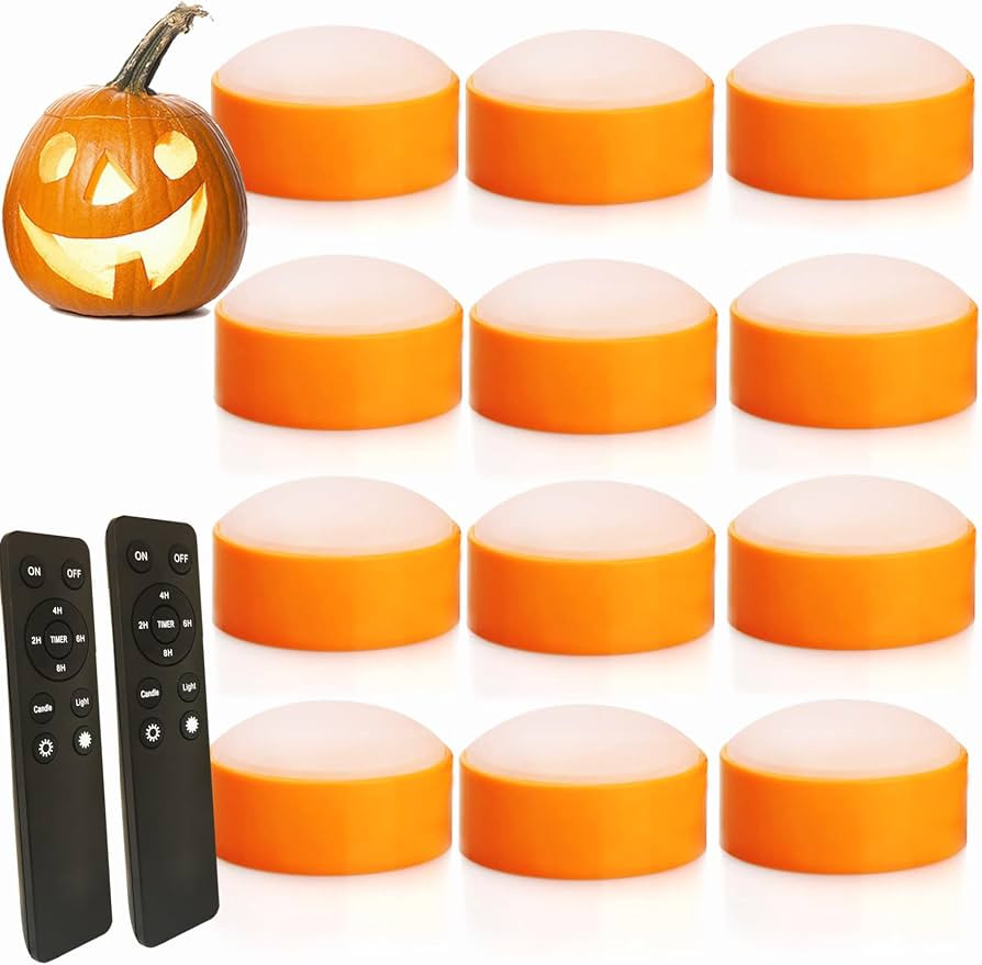 12 PCS Halloween Pumpkin Lights with Timer Jack O Lantern Lights | Amazon (US)