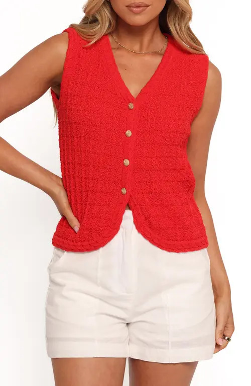 Petal & Pup Davis Open Stitch Sweater Vest in Red at Nordstrom, Size Medium | Nordstrom