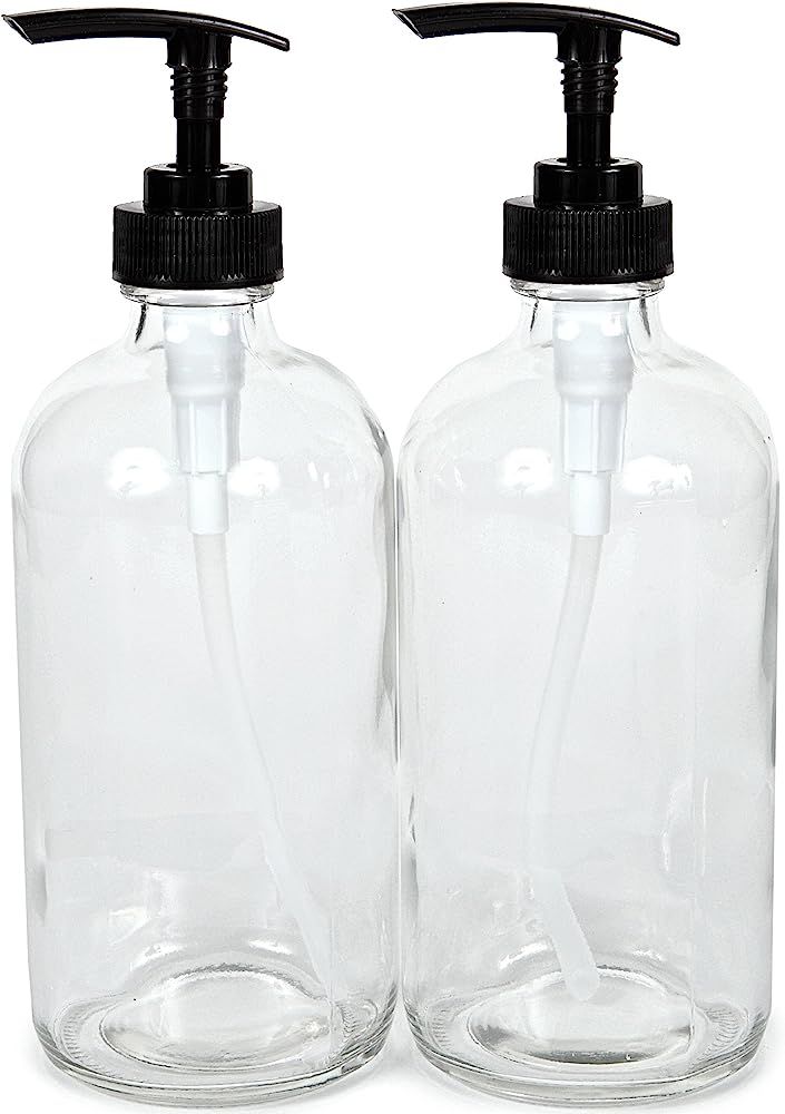 Vivaplex, 2, Large, 16 oz, Empty, Clear Glass Bottles with Black Lotion Pumps | Amazon (US)