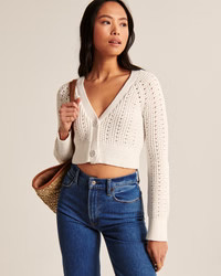 Women's Pointelle Short Cardigan | Women's Tops | Abercrombie.com | Abercrombie & Fitch (US)