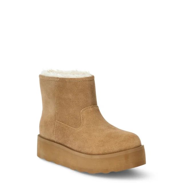 Time and Tru Women's Genuine Suede Platform Cozy Boots, Sizes 6-11 | Walmart (US)