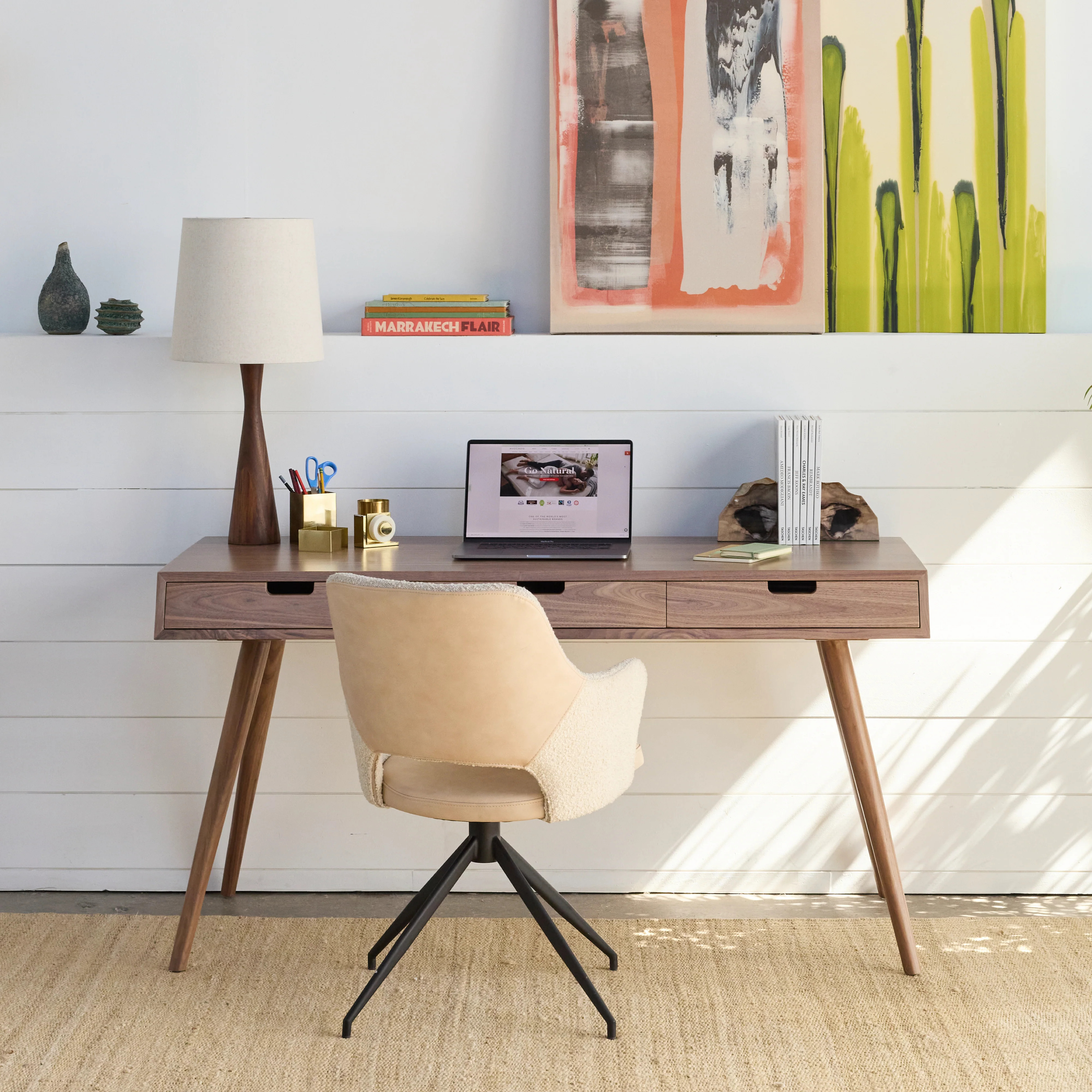 Mid-Century Modern Desk - Walnut / 3 Drawer | Avocado Mattress