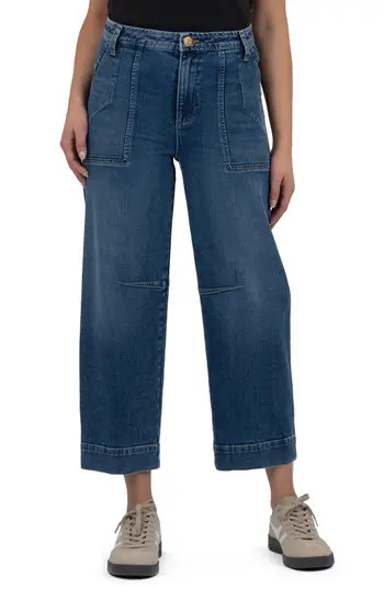 KUT from the Kloth Ashton High Waist Crop Wide Leg Barrel Jeans in Medium Wash at Nordstrom Rack, Size 16 | Nordstrom Rack