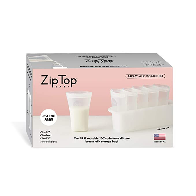 Zip Top Reusable 100% Platinum Silicone Breast Milk Storage, Made in the USA - Bag Set of 6 + Fre... | Amazon (US)