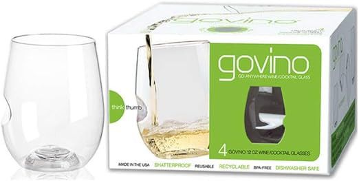 Govino Go Anywhere Flexible Shatterproof Wine Glasses, 12-ounce (Set of 4) | Amazon (US)