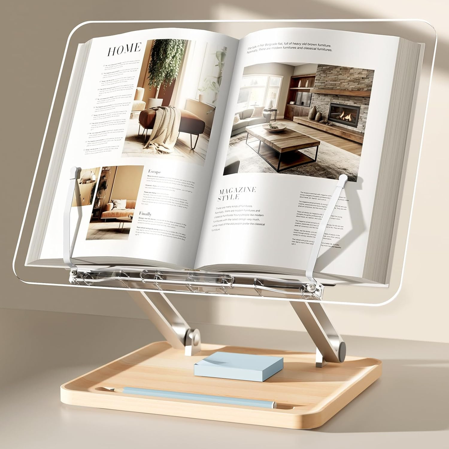 Adjustable Acrylic Book Stand for Reading, Book Holder with Pen Slot, Foldable Desktop Riser for ... | Amazon (US)