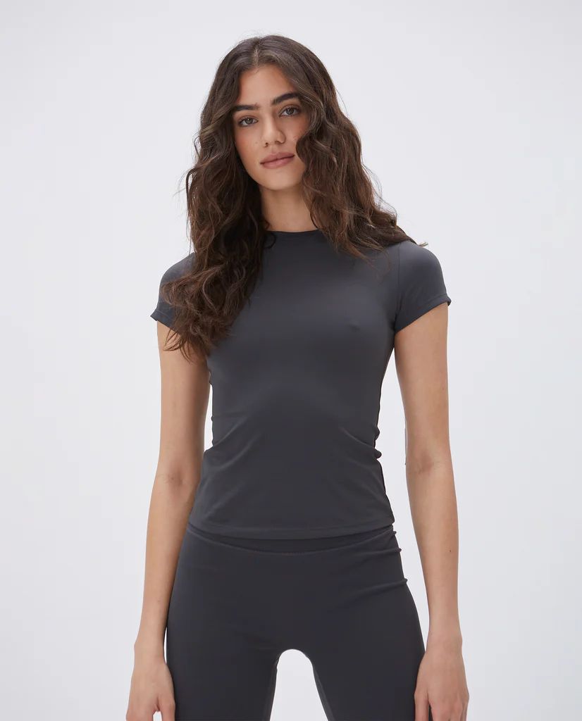 Ultimate Short Sleeve Longline Top - Graphite Grey | Adanola UK