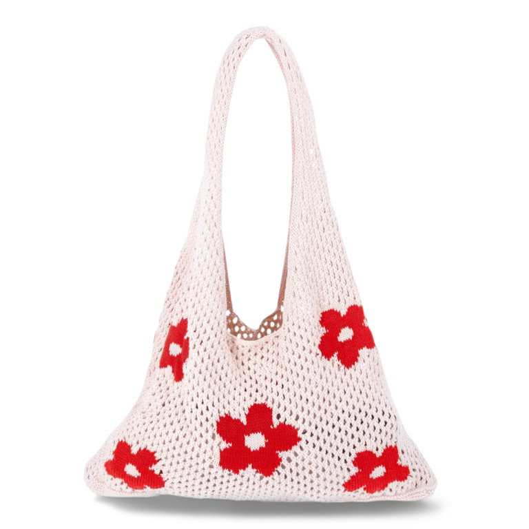 No Boundaries Women's Festival Crochet Icon Tote Bag, Natural Flower | Walmart (US)