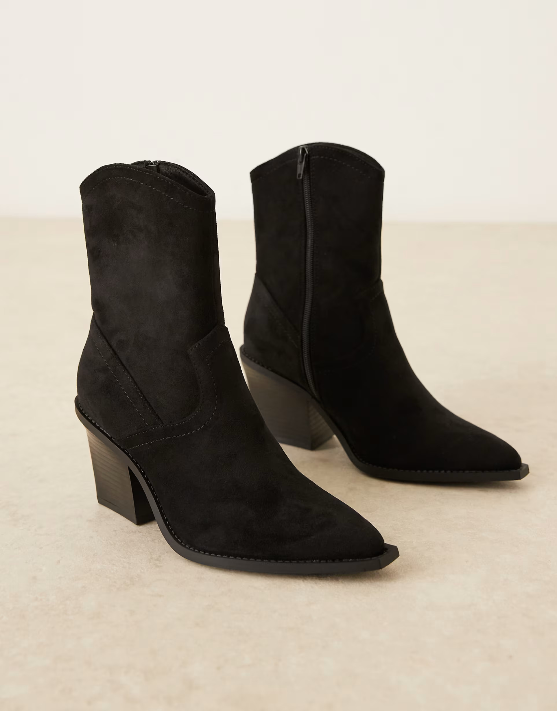 ASOS DESIGN Remedy heeled western boots in black suedette | ASOS | ASOS (Global)